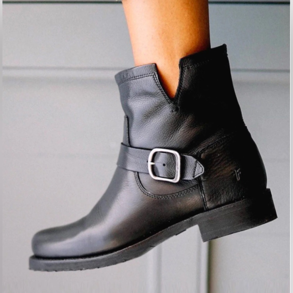 Frye Black Leather Ankle Boots